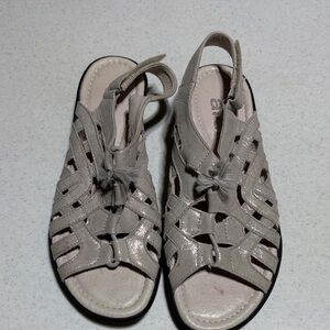 Ara Women's Taupe Metallic Strappy Slingback Sandals Velcro Strap Size 7